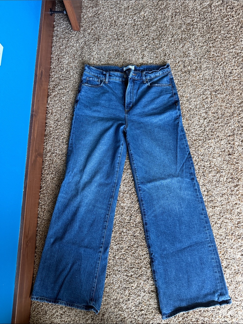 LOFT Mid-Rise Wide-Leg Jeans in Classic Blue